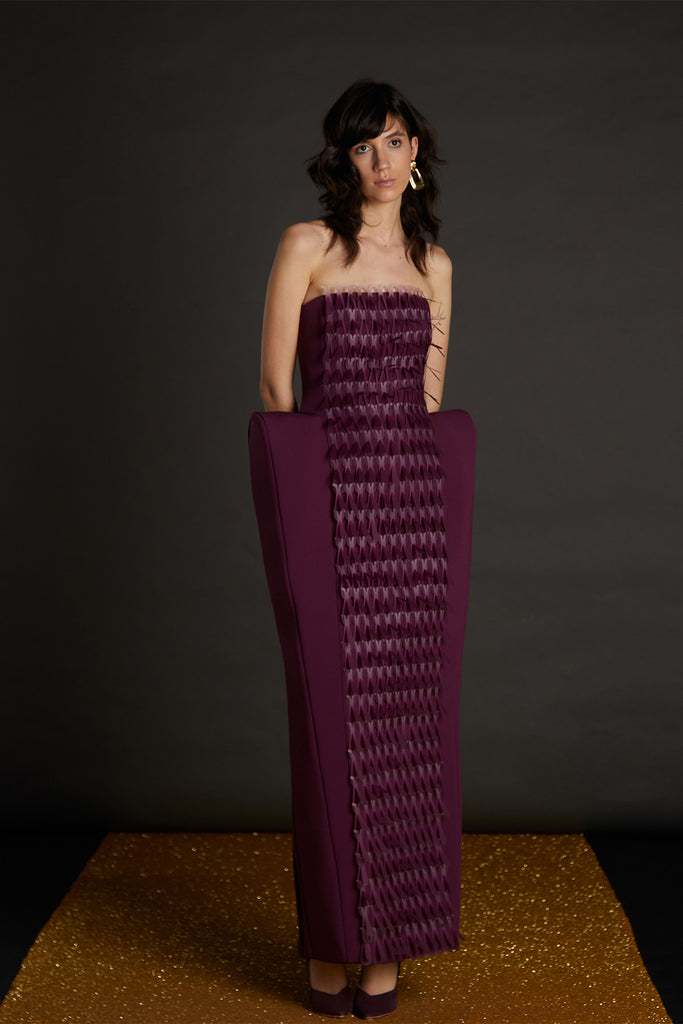 strapless pleated column dress Strapless Pleated Column Dress