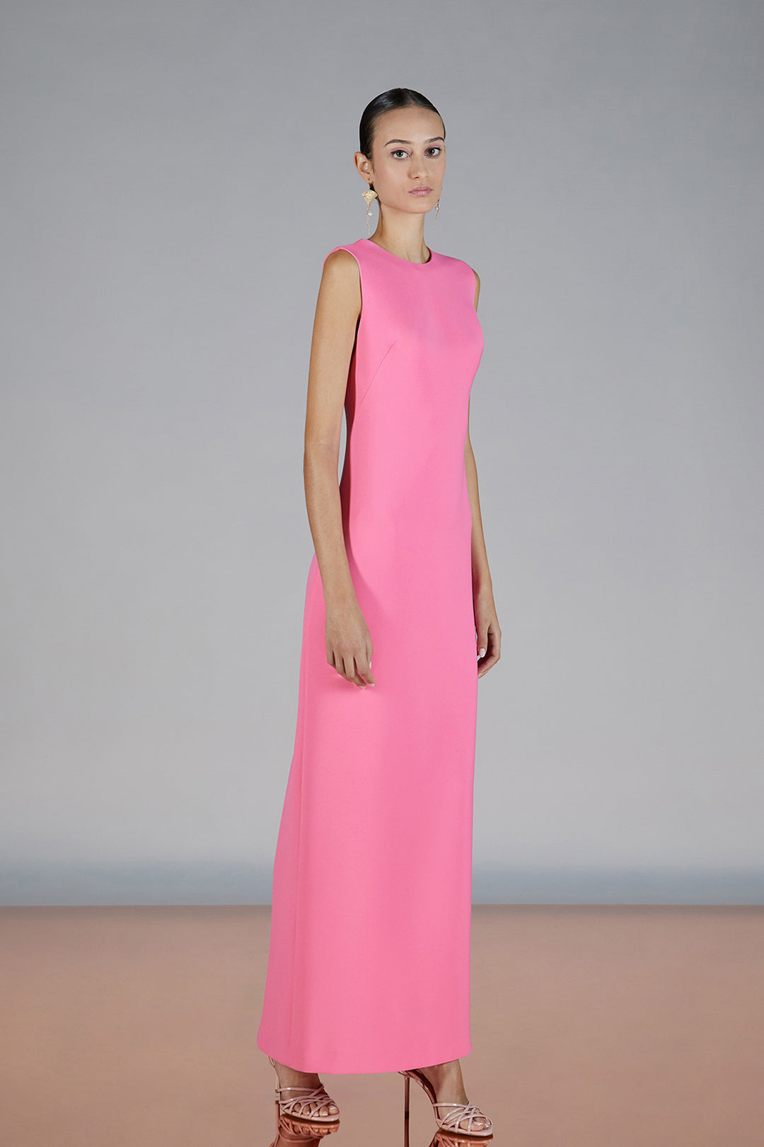 Cape-Top Satin Column Dress