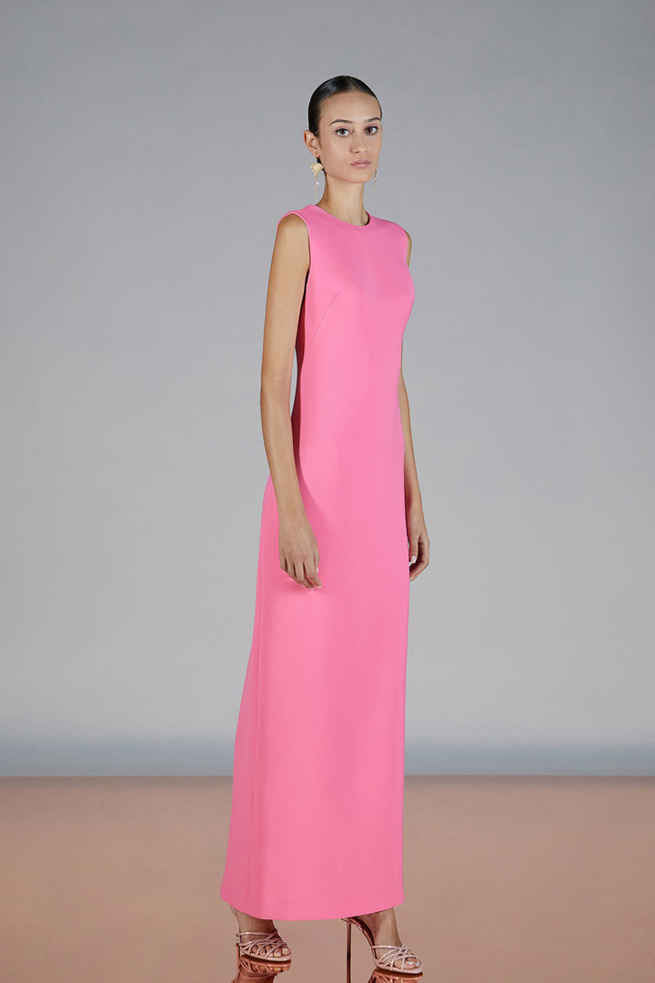 Cape-Top Satin Column Dress