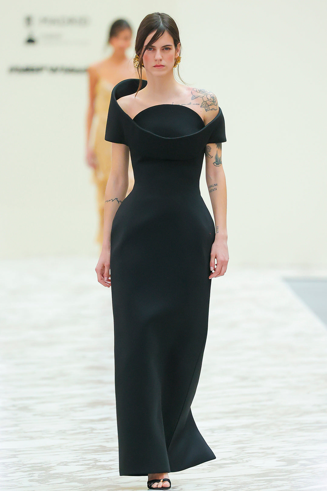 Sculptural Off-The-Shoulder Long Dress