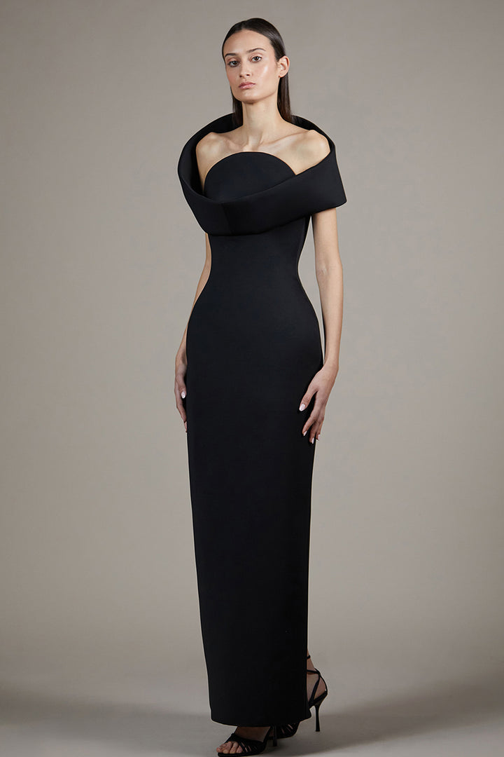 Sculptural Off-The-Shoulder Long Dress