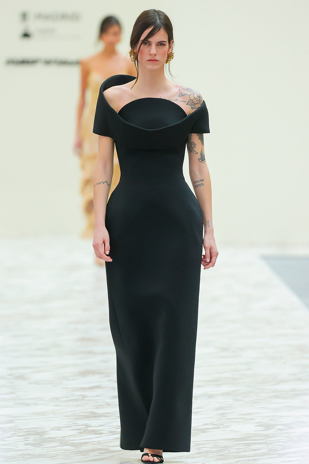 Sculptural Off-The-Shoulder Long Dress