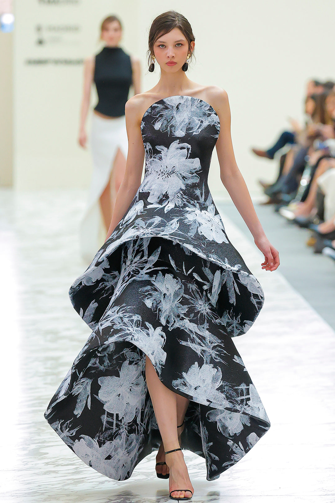 Tiered Sculptural High-Low Dress