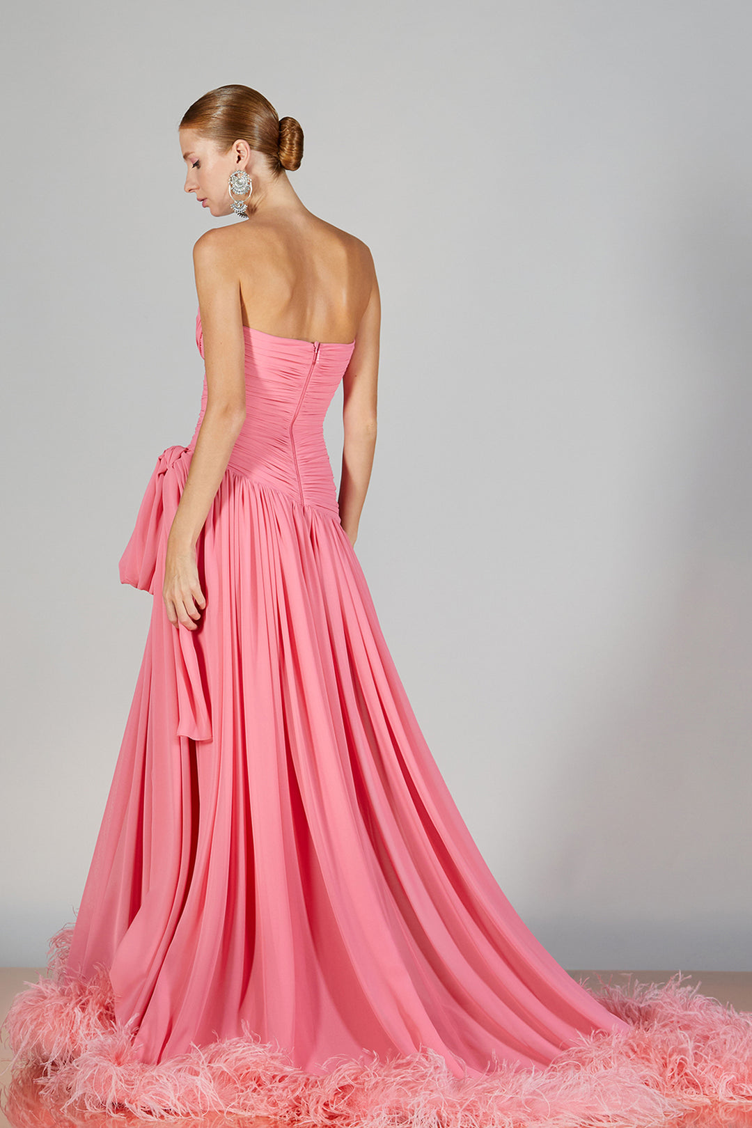 Strapless Cape-Neckline A-line Dress