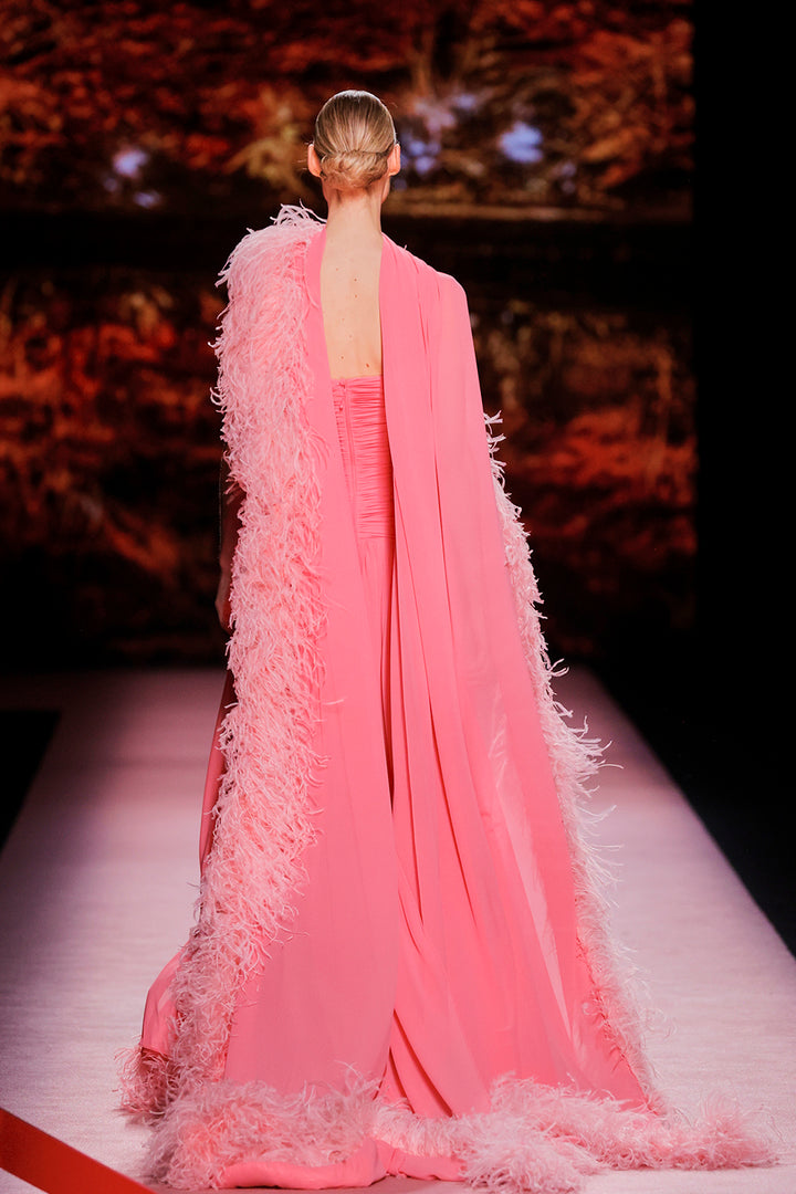 Strapless Cape-Neckline A-line Dress