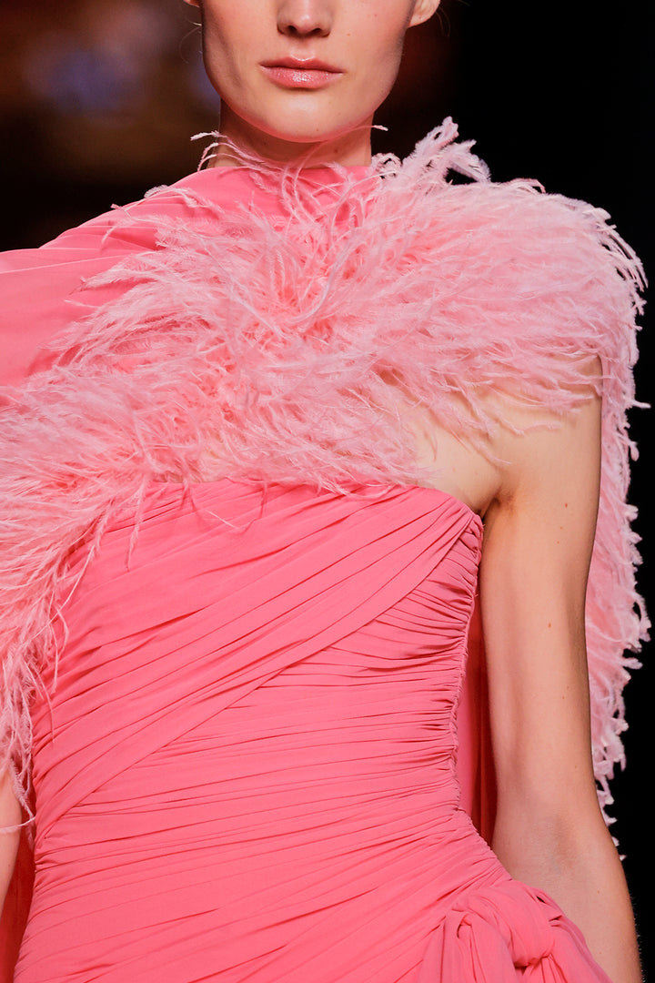 Strapless Cape-Neckline A-line Dress