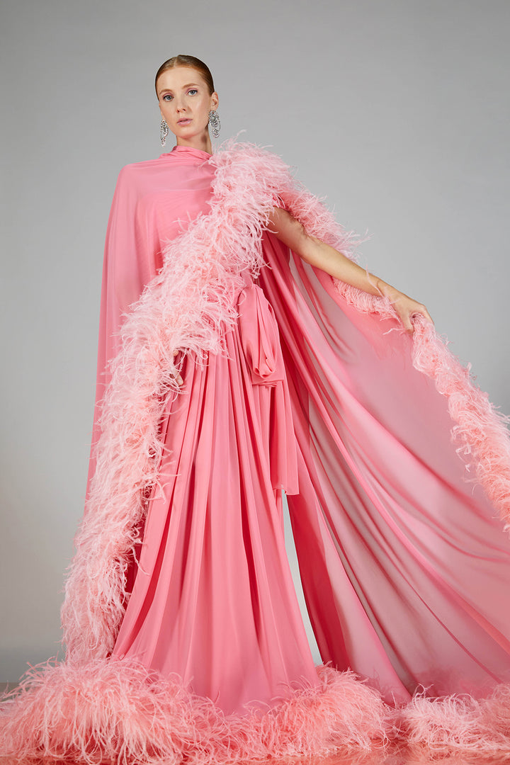 Strapless Cape-Neckline A-line Dress