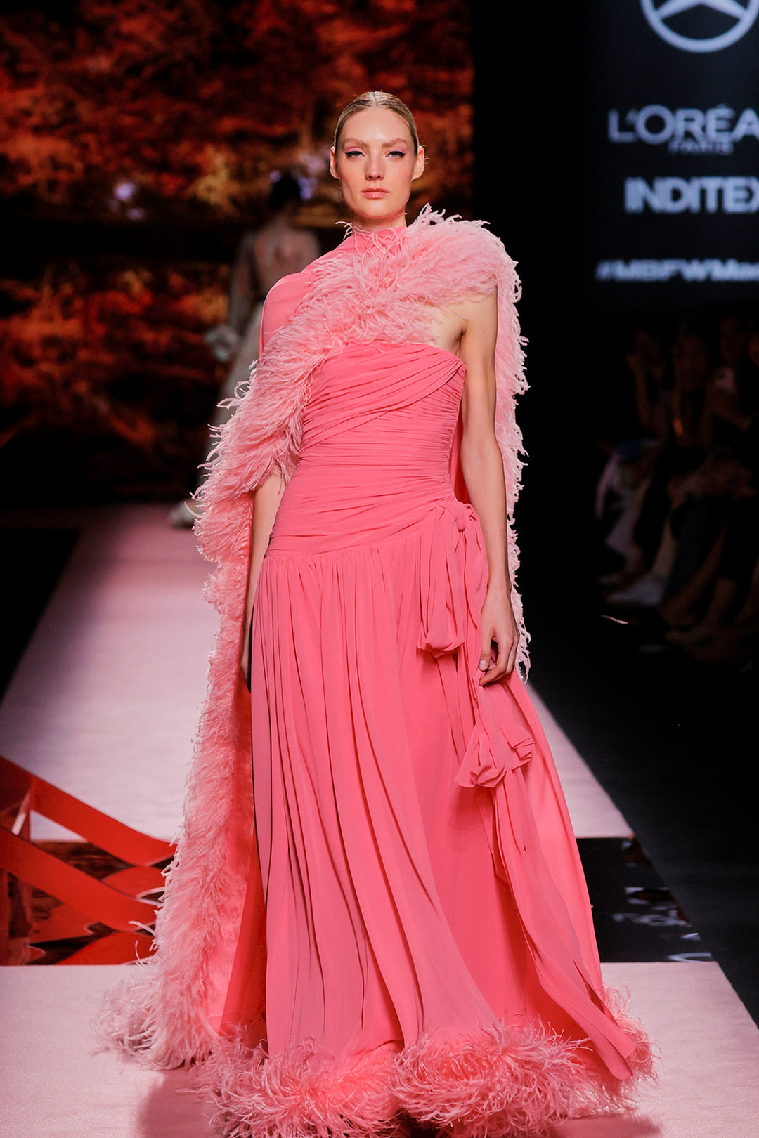 Strapless Cape-Neckline A-line Dress