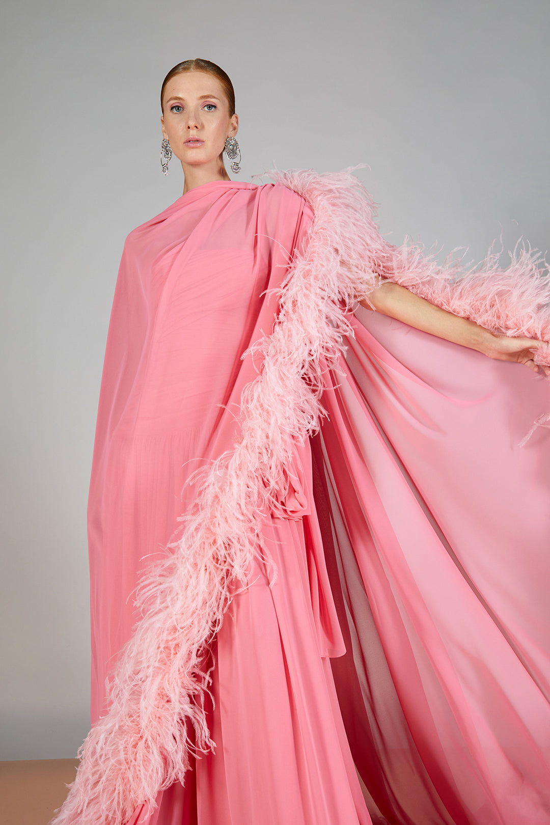 Strapless Cape-Neckline A-line Dress