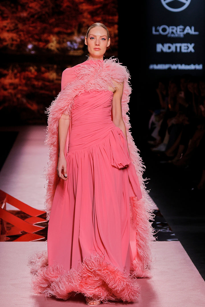 Strapless Cape-Neckline A-line Dress