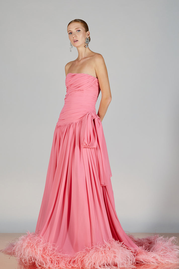 Strapless Cape-Neckline A-line Dress