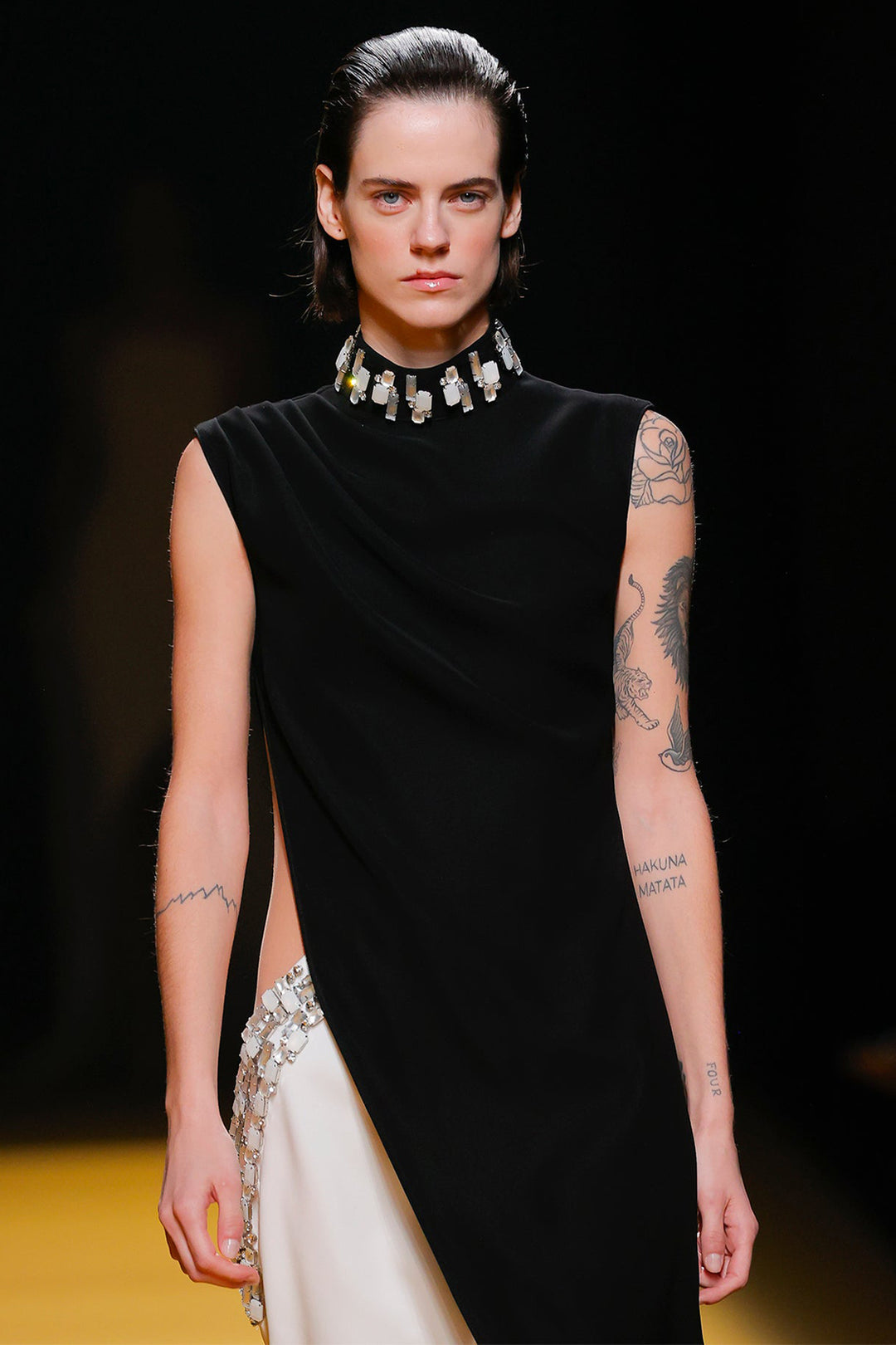 Sleeveless Long Top with Flared Pants