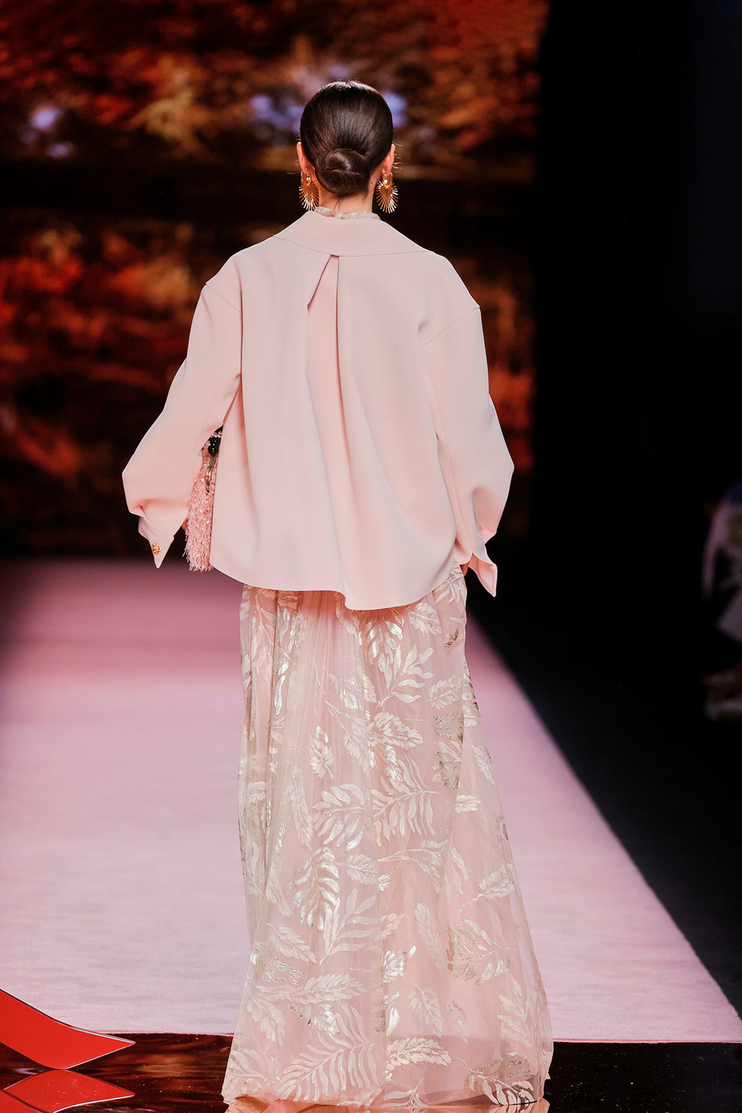 Closed-Neckline Printed A-line Dress