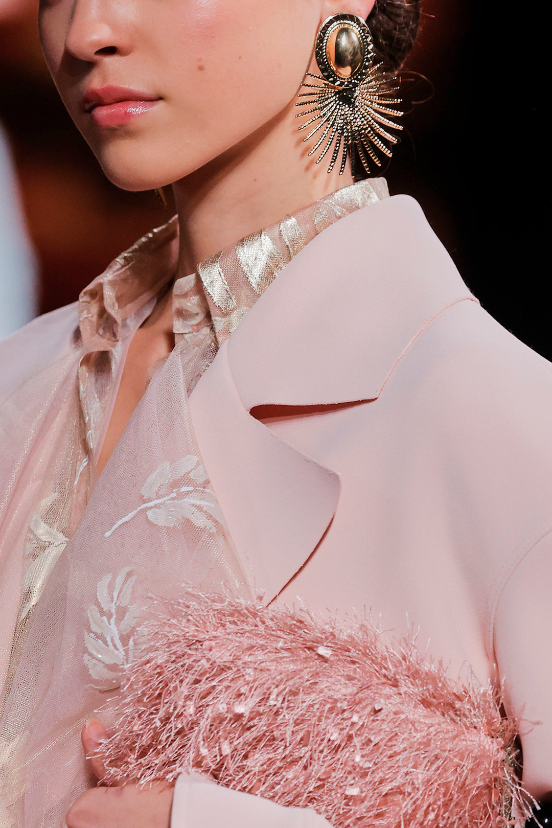 Closed-Neckline Printed A-line Dress