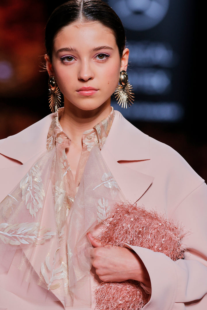 Closed-Neckline Printed A-line Dress