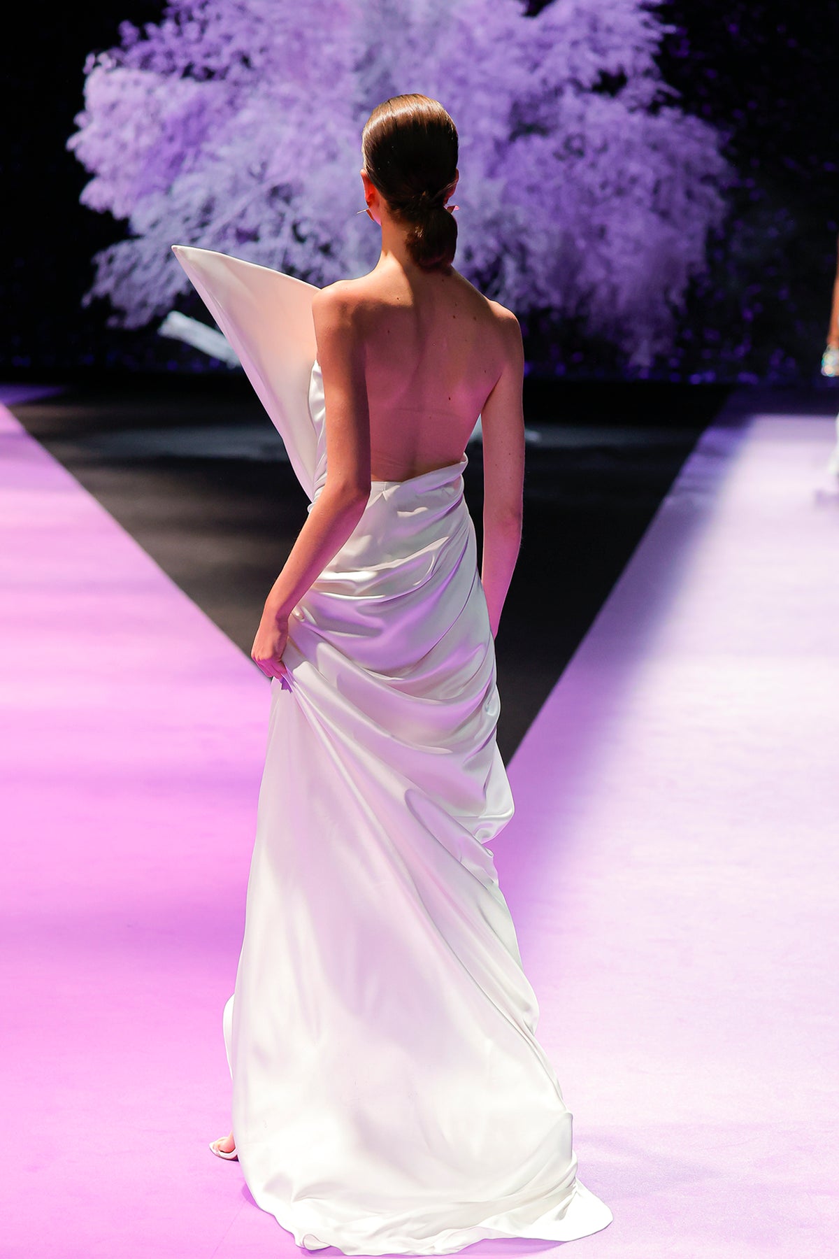 Strapless Dress with Draped Bodice and Asymmetric Hem M.R DESIGN Strapless Dress with Draped Bodice and Asymmetric Hem M.R DESIGN