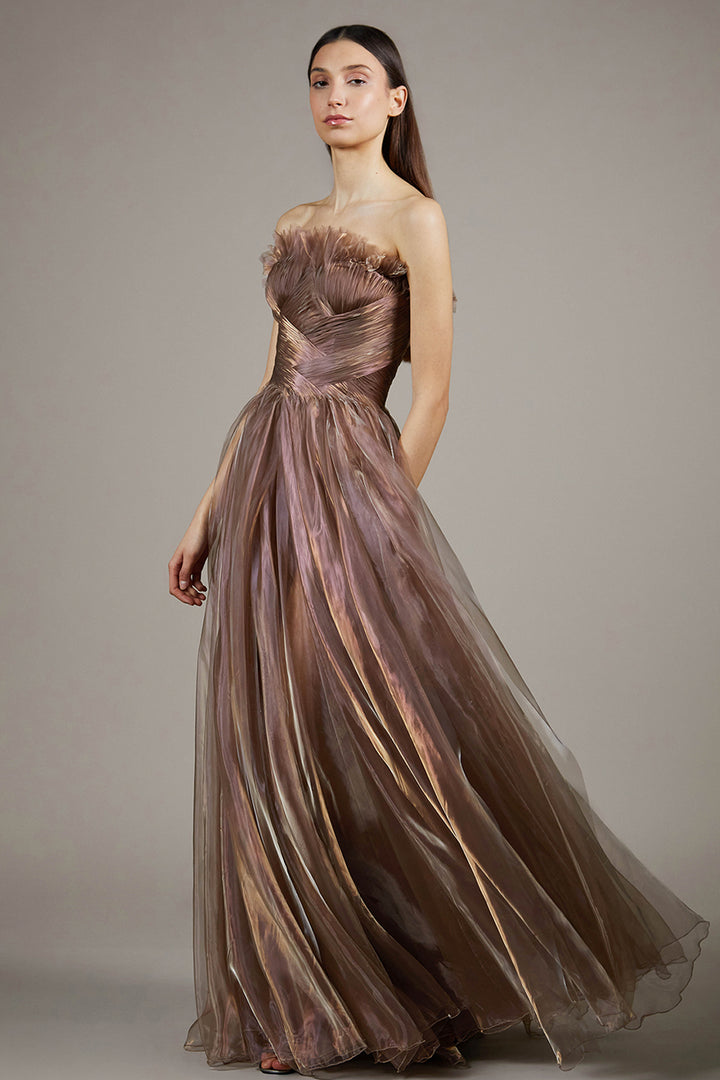 Iridescent Pleated A-Line Dress
