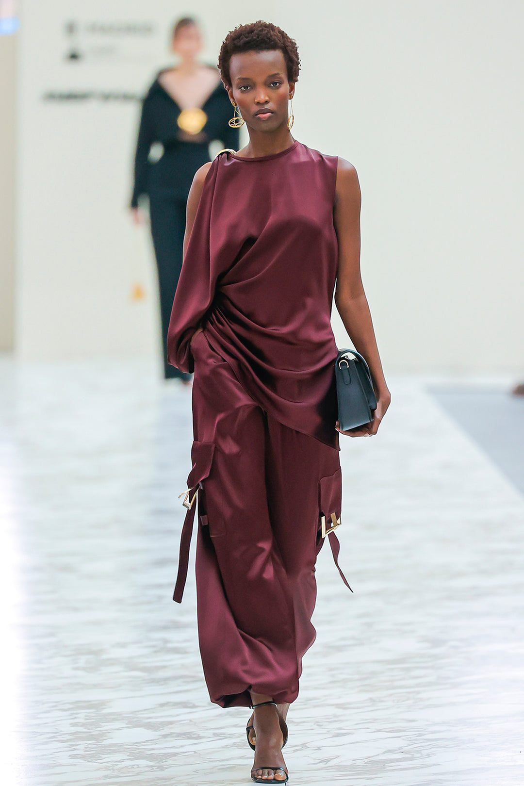 Silk Two-Piece with Asymmetric Dress