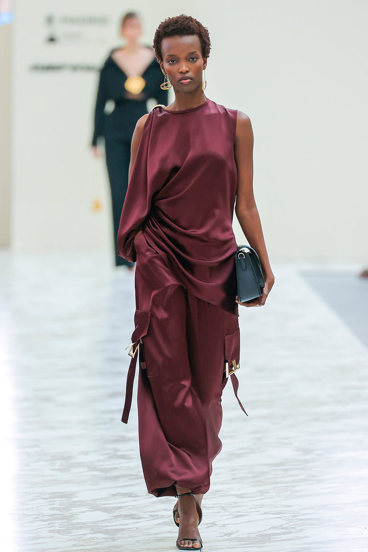 Silk Two-Piece with Asymmetric Dress