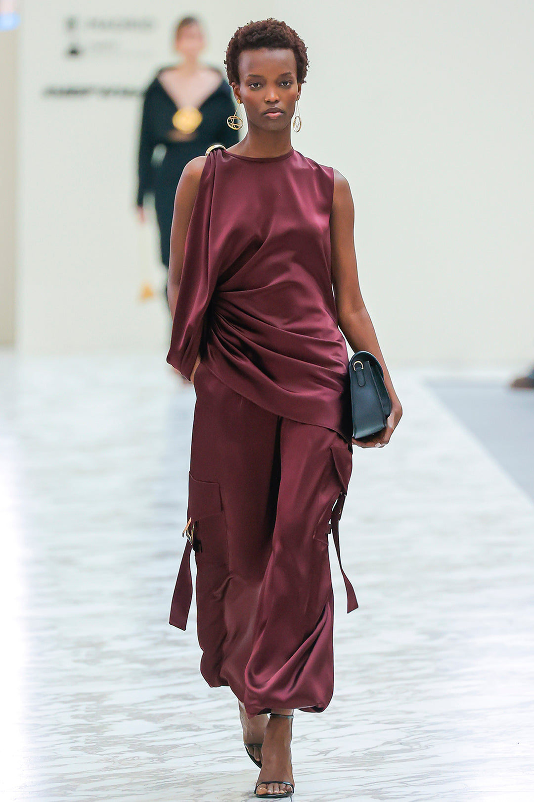 Silk Two-Piece with Asymmetric Dress
