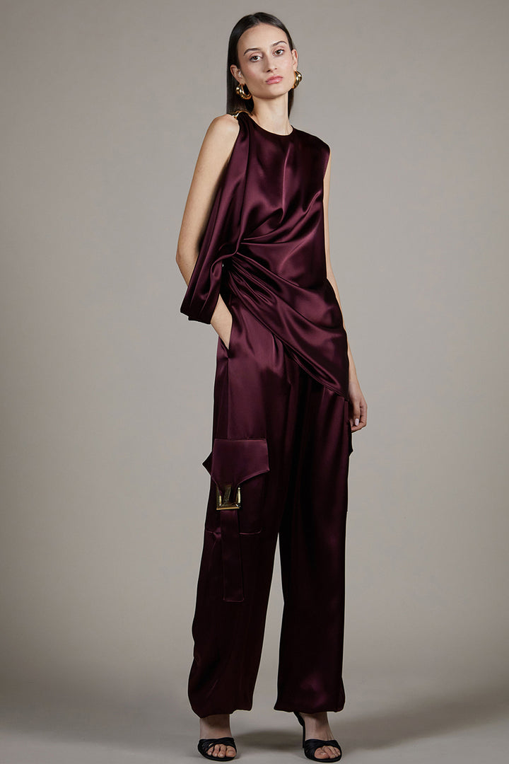Silk Two-Piece with Asymmetric Dress