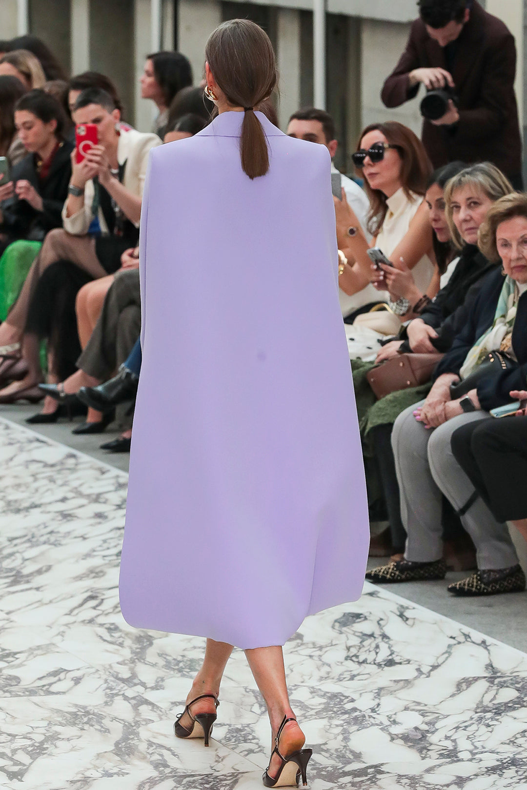 Sculptural Double-Breasted Cape Midi