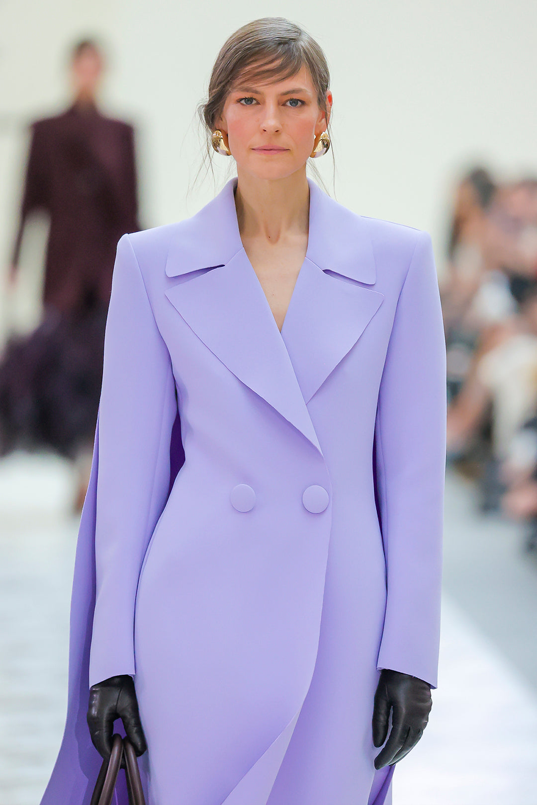 Sculptural Double-Breasted Cape Midi