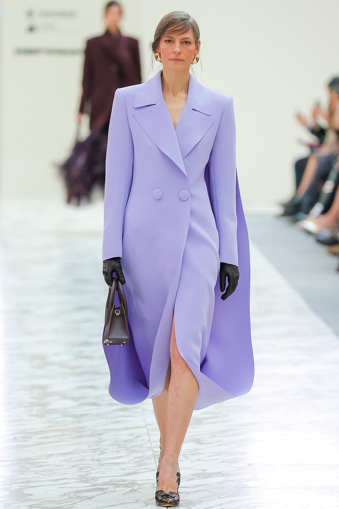 Sculptural Double-Breasted Cape Midi