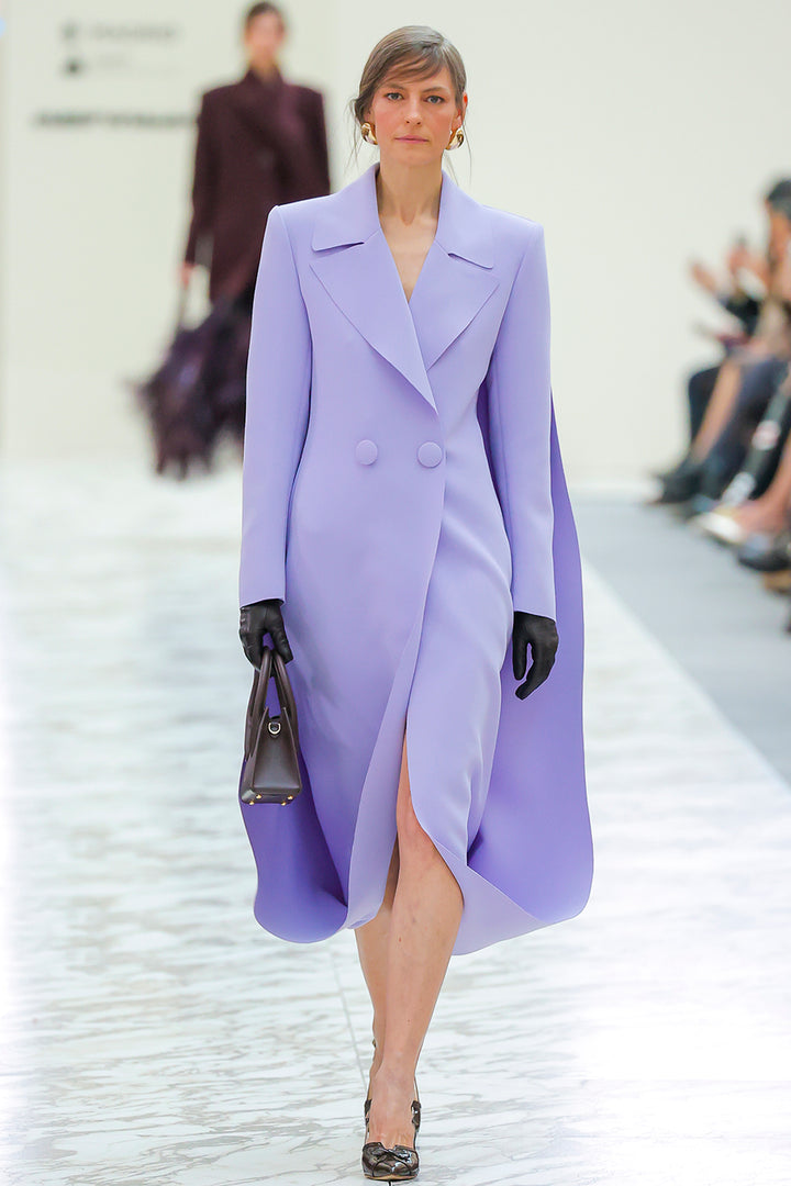 Sculptural Double-Breasted Cape Midi