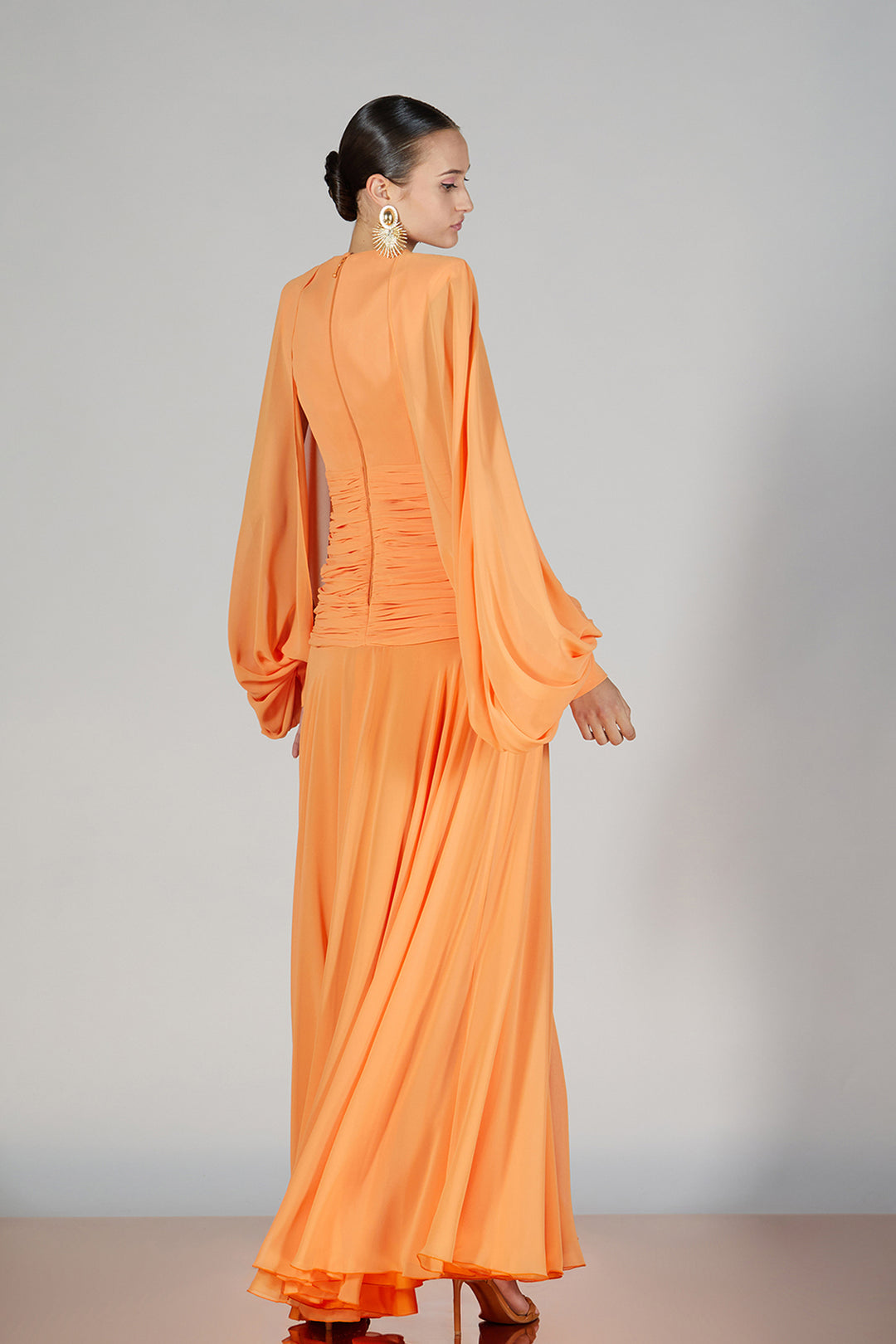 V-Neckline Lantern-Sleeve Dress