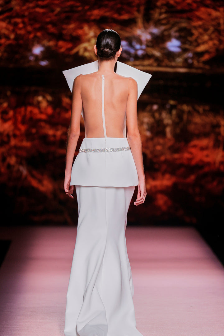 Plunging-Front Long Dress