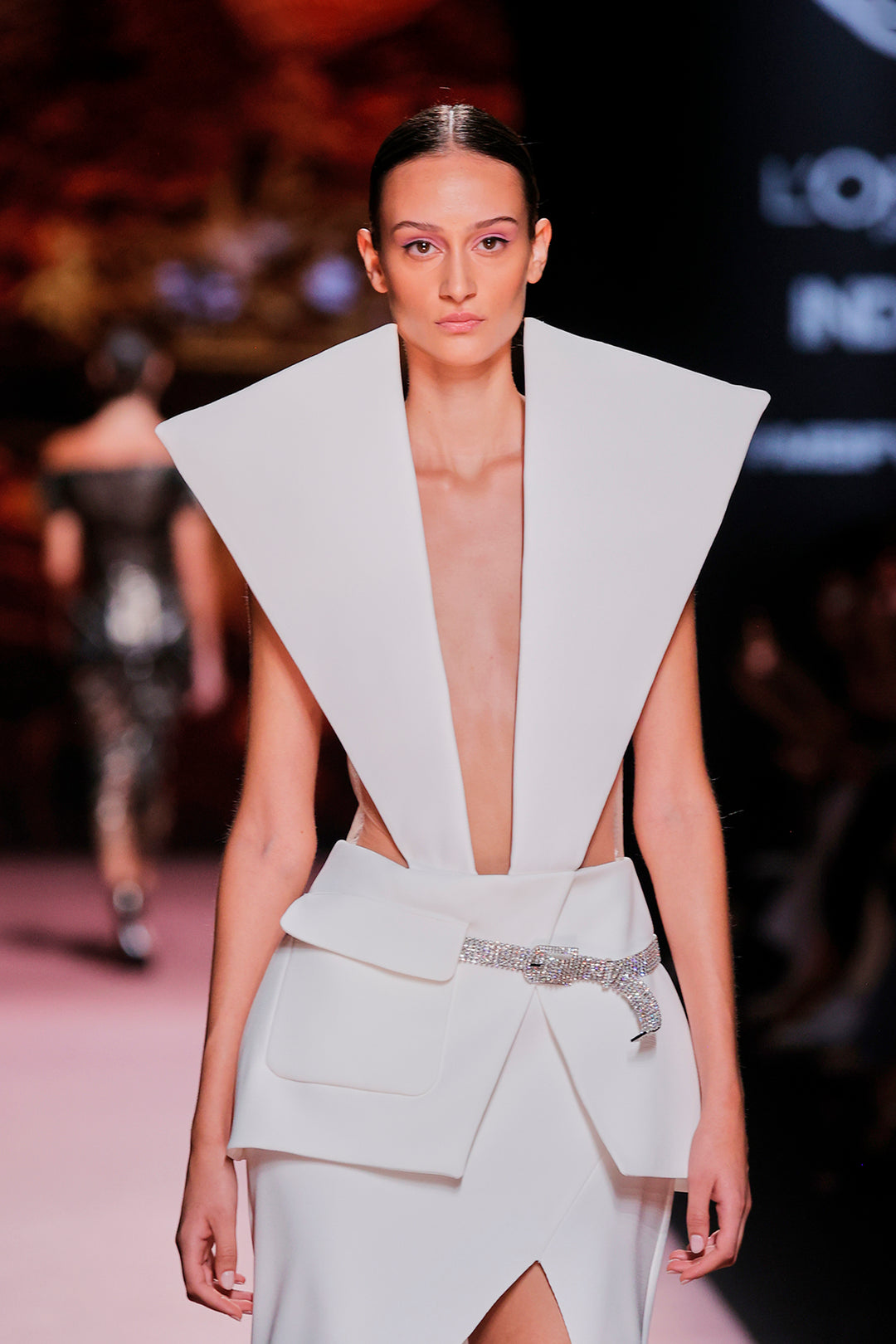 Plunging-Front Long Dress