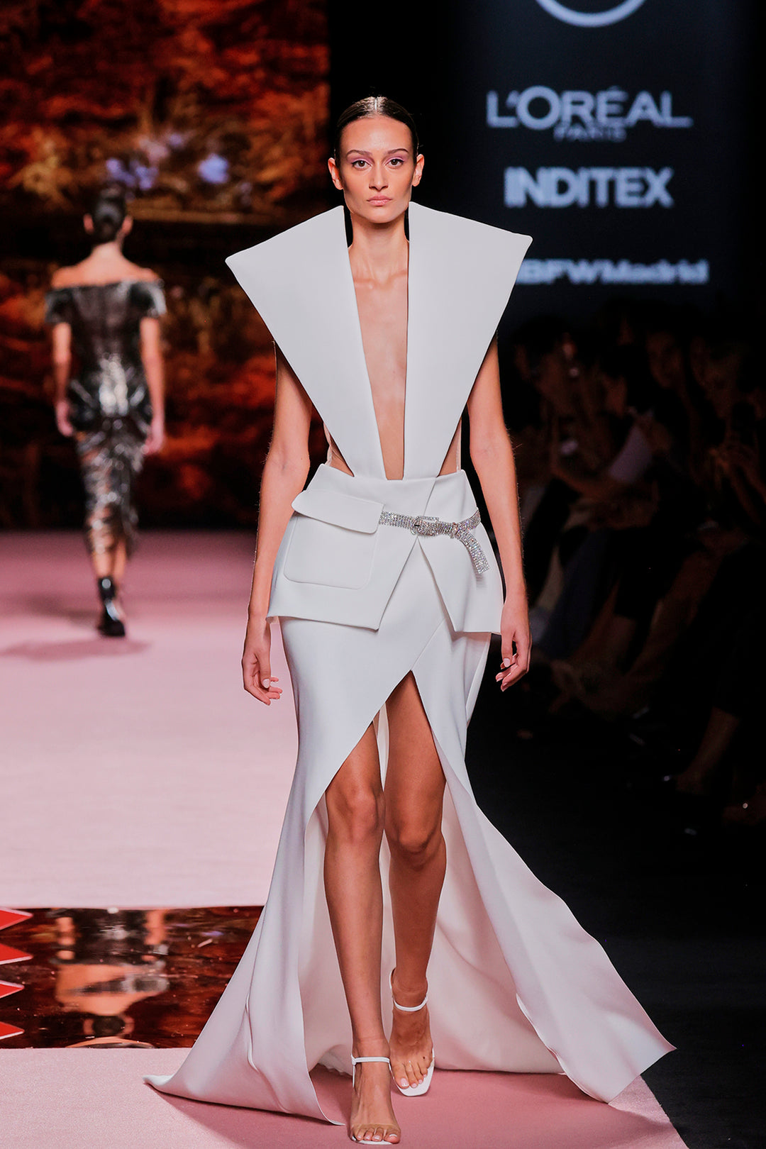 Plunging-Front Long Dress