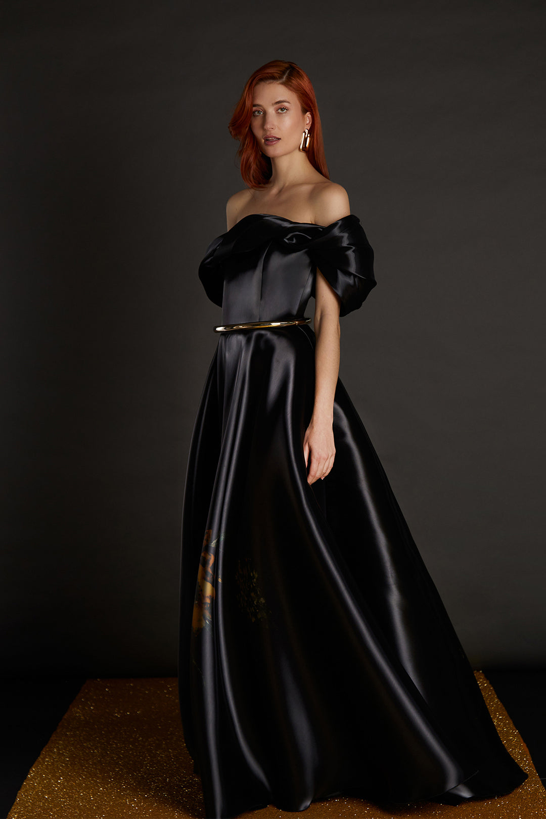 Off Shoulder Satin Dress Black / US 10 Off Shoulder Satin Dress Black / US 10