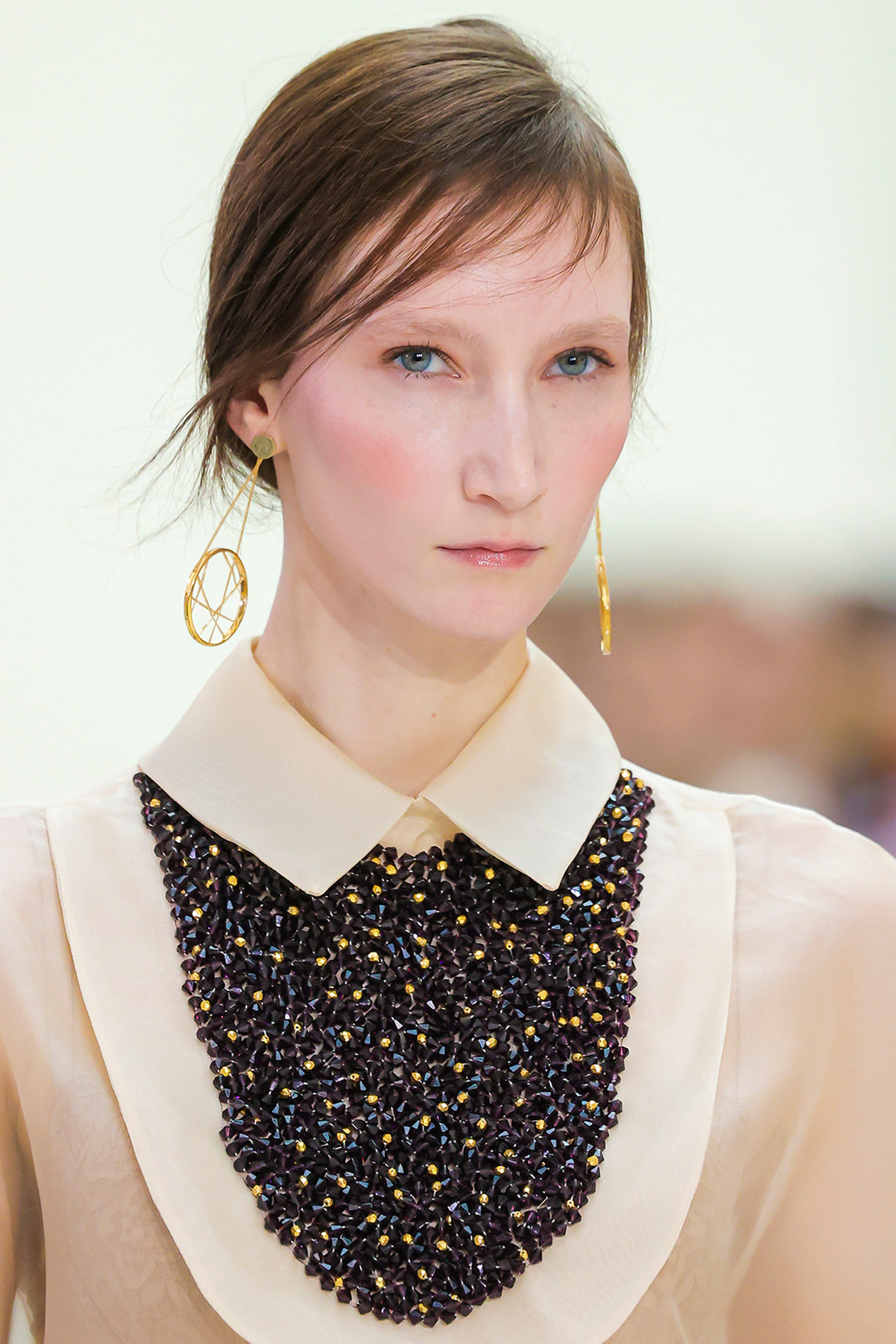 Embellished Organza Dress with Bishop Sleeves