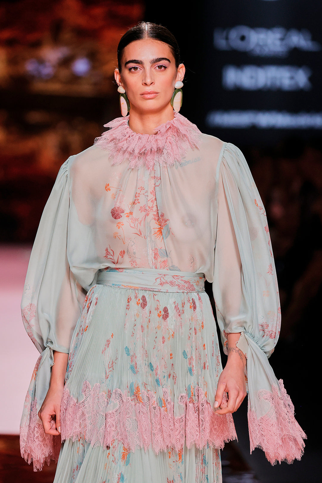 Jewel-Neckline Flutter-Sleeve