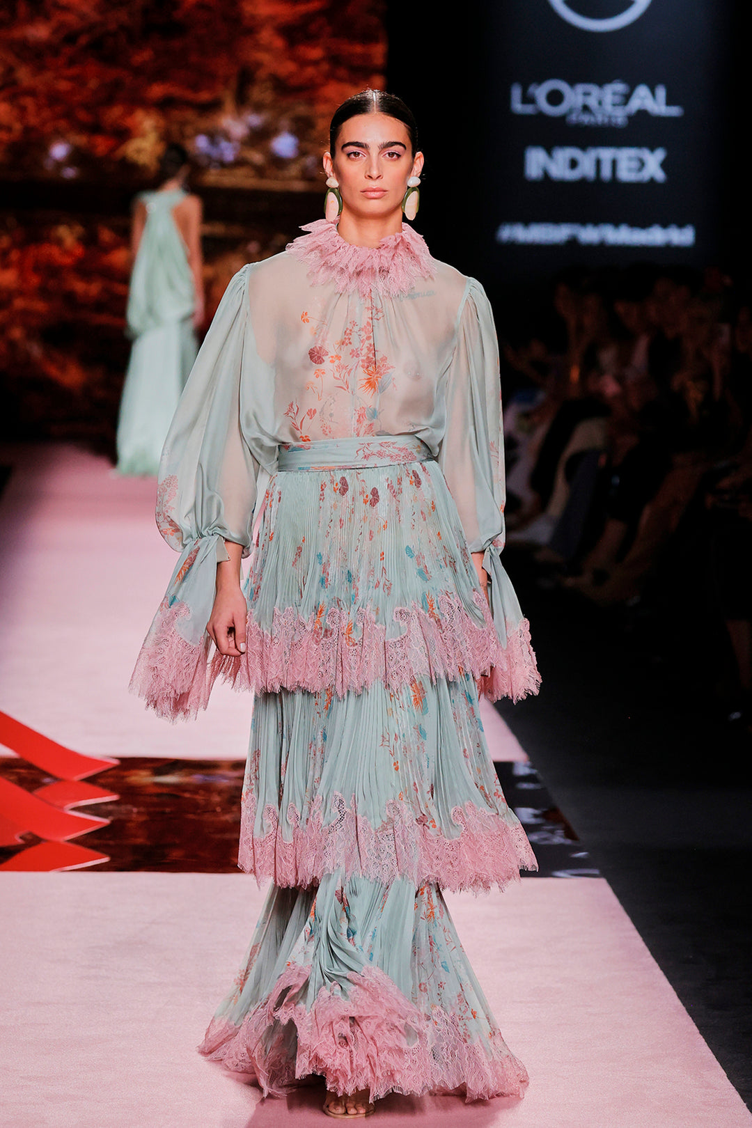 Jewel-Neckline Flutter-Sleeve