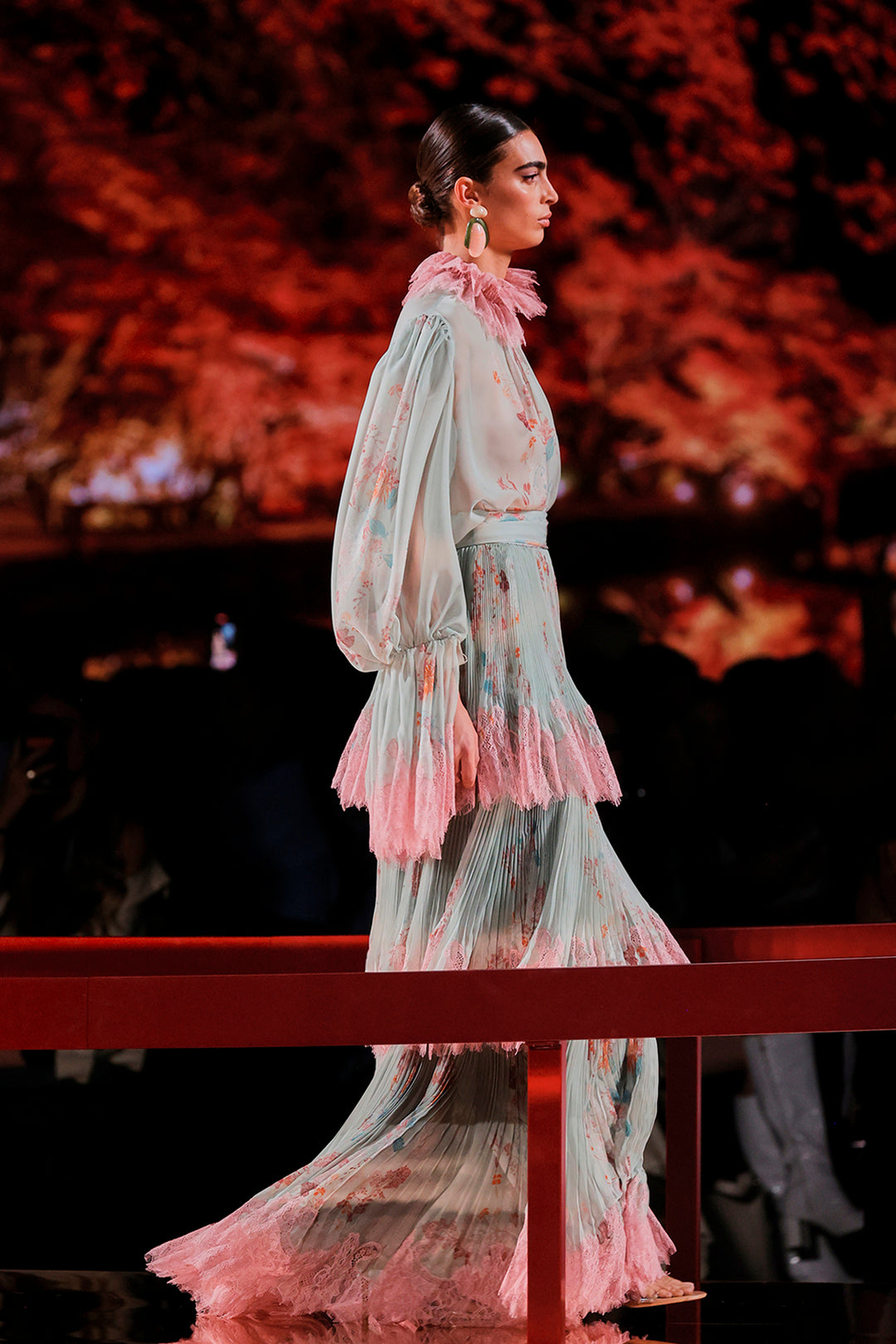 Jewel-Neckline Flutter-Sleeve