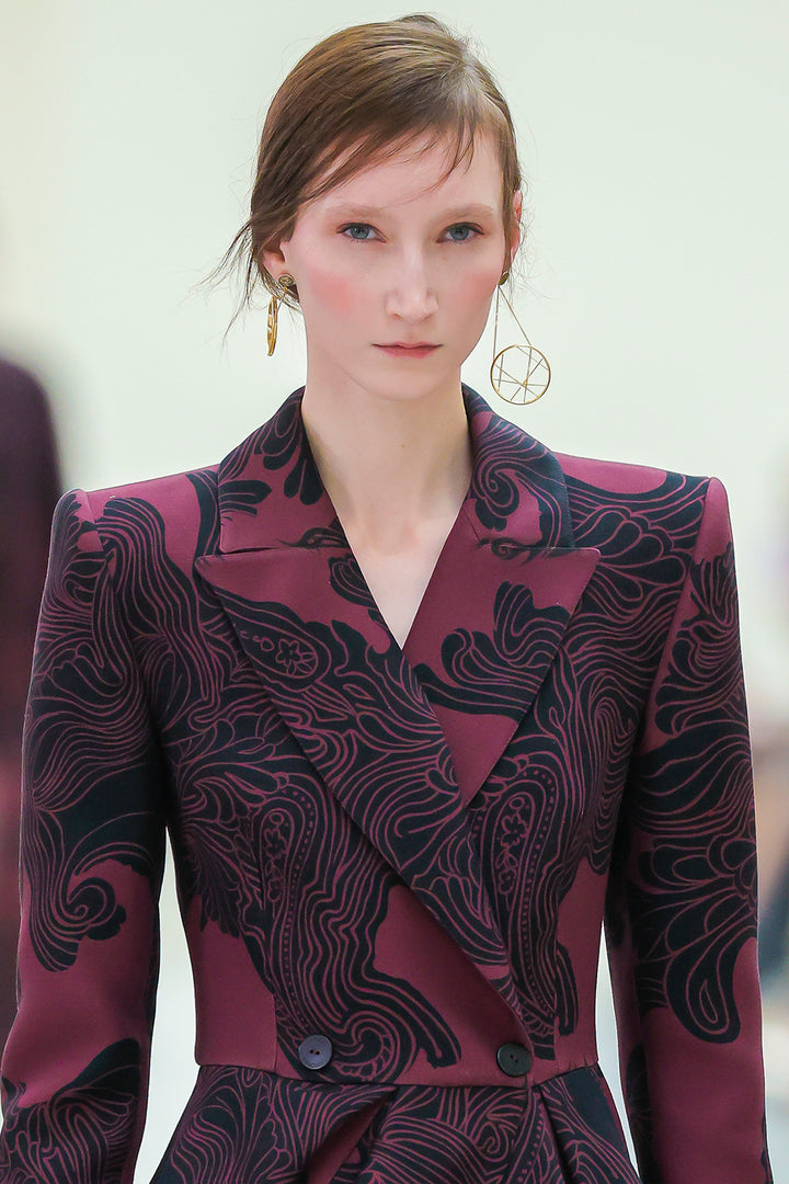 Architectural Printed Peplum Pant Suit