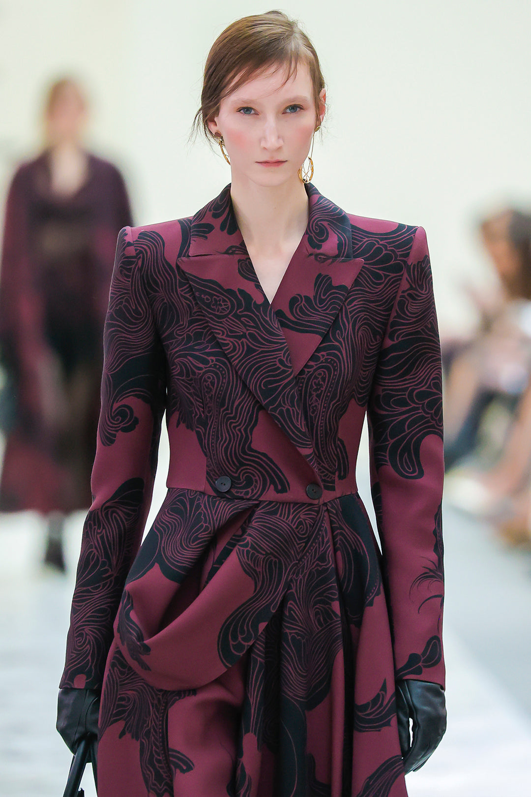 Architectural Printed Peplum Pant Suit