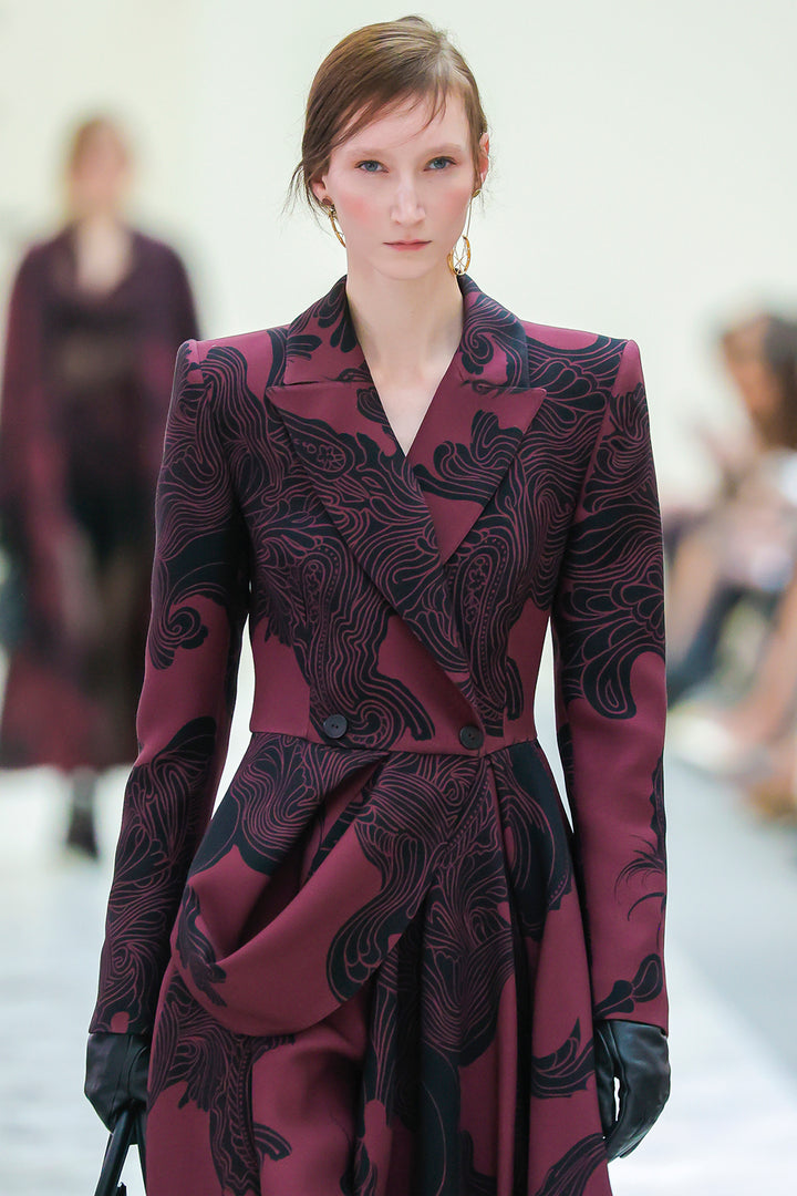 Architectural Printed Peplum Pant Suit