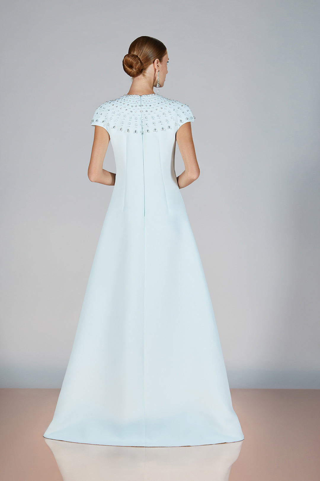 Closed-Neckline A-line Satin Dress