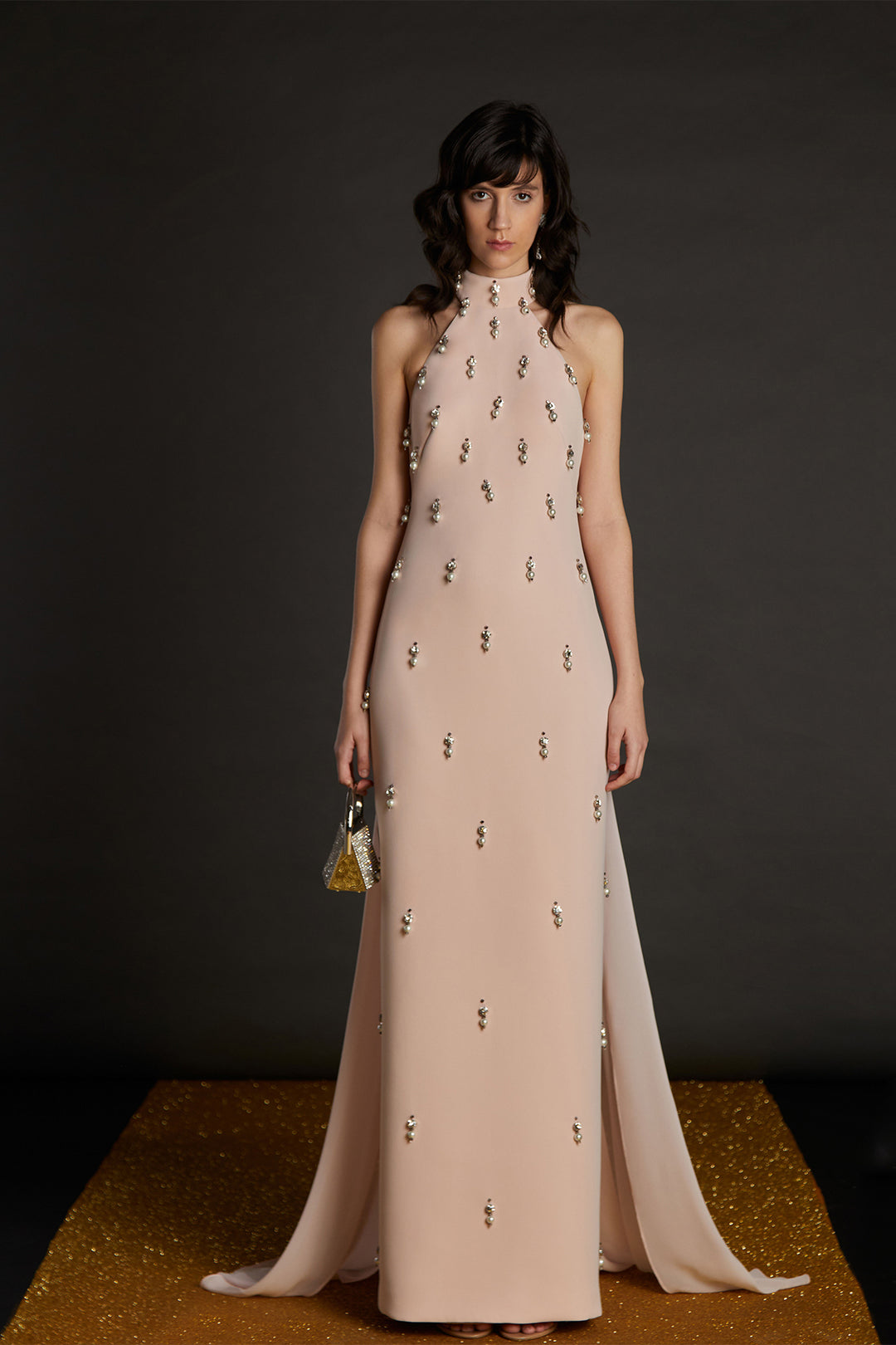 Fitted Dress with Beaded Detail and Sheer Panel M.R DESIGN Fitted Dress with Beaded Detail and Sheer Panel M.R DESIGN
