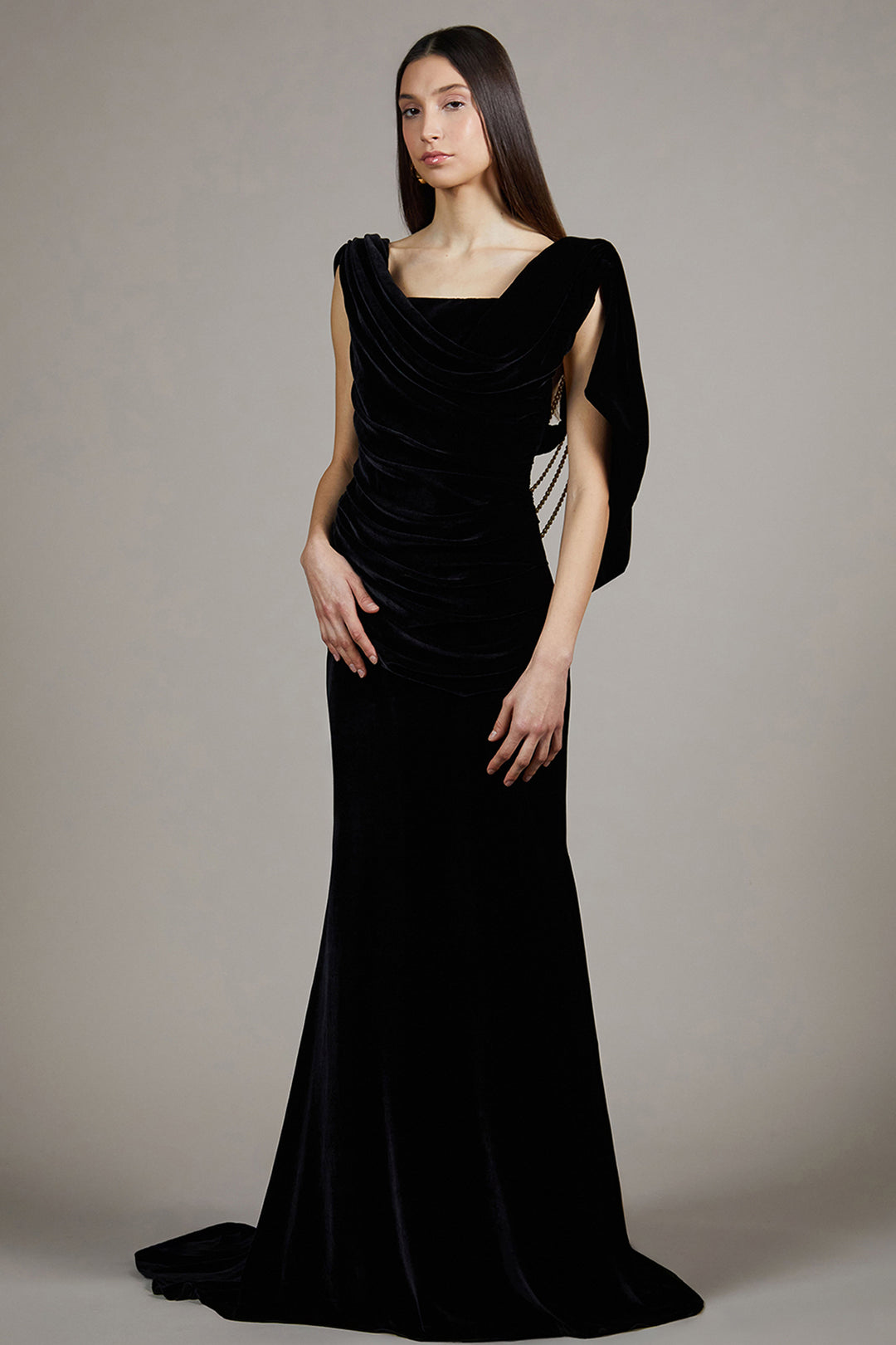 Draped Asymmetrical Velvet Mermaid Dress Draped Asymmetrical Velvet Mermaid Dress
