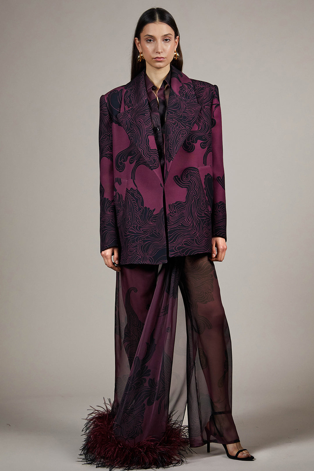 Tailored Jacket with Slit Maxi Ensemble