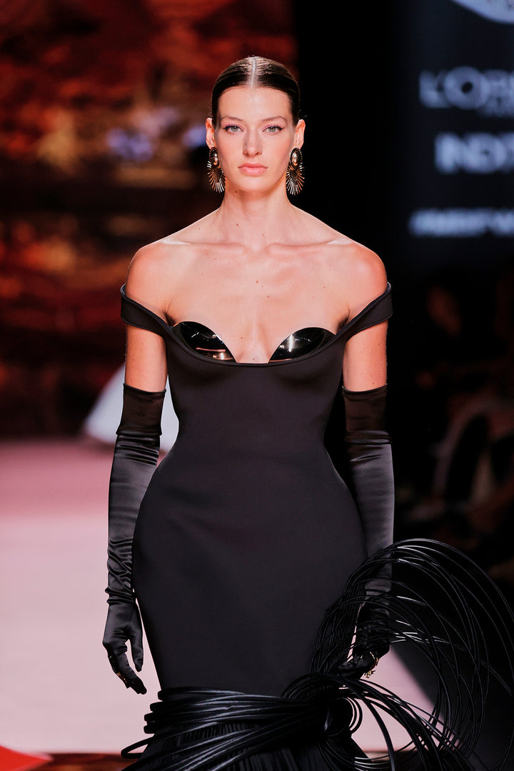 Off-The-Shoulder Satin Mermaid Dress