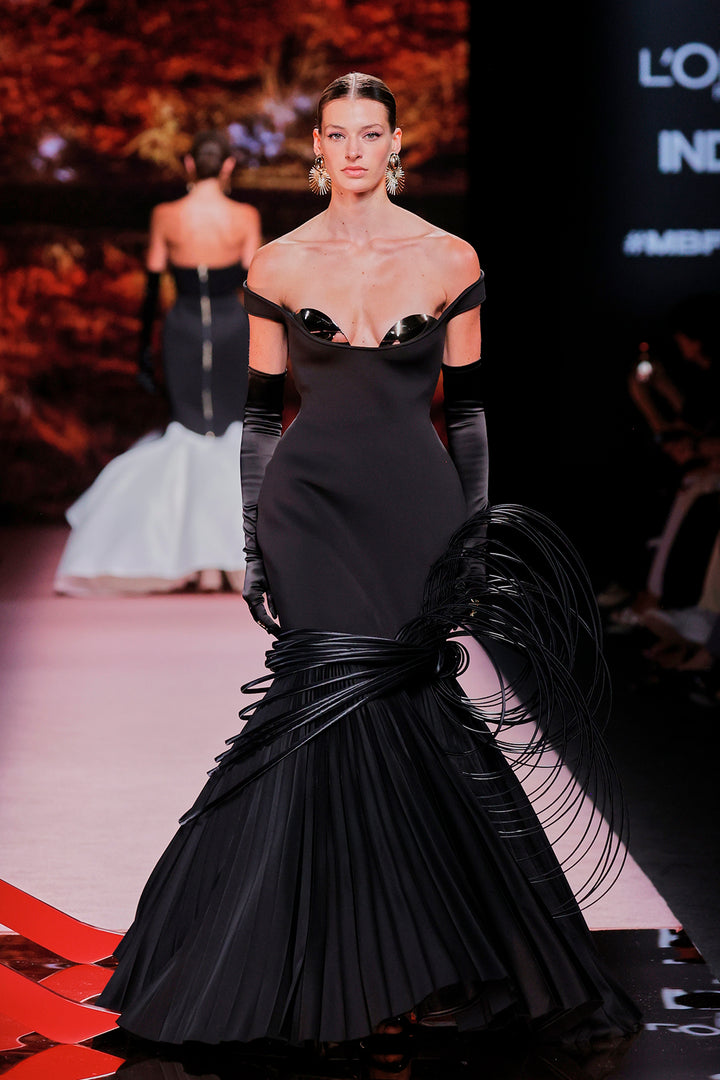 Off-The-Shoulder Satin Mermaid Dress