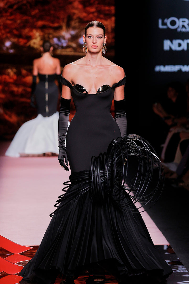 Off-The-Shoulder Satin Mermaid Dress