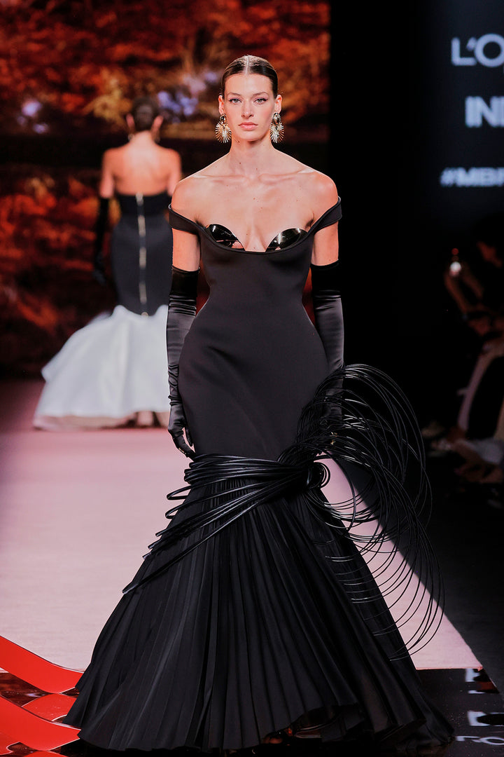 Off-The-Shoulder Satin Mermaid Dress