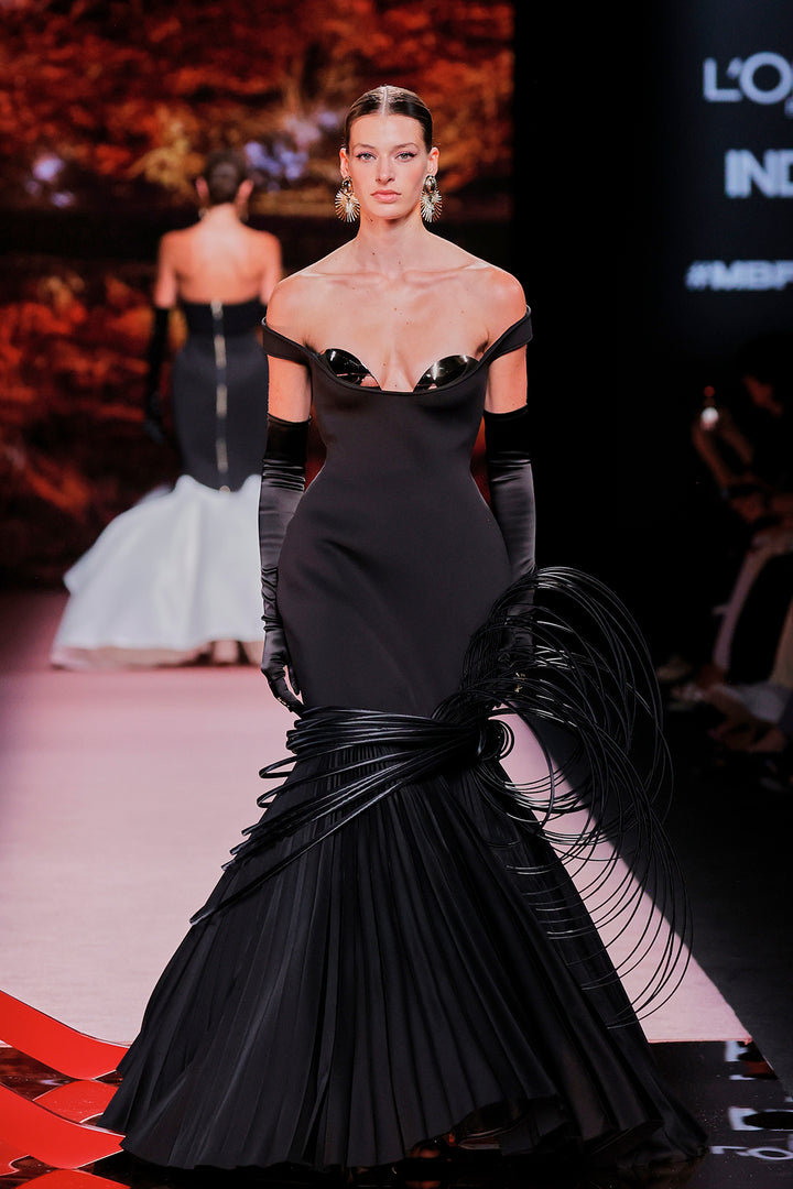 Off-The-Shoulder Satin Mermaid Dress